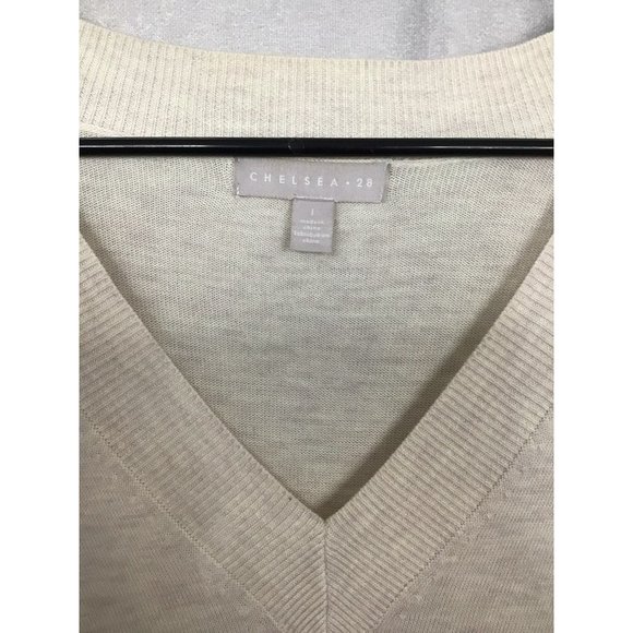 Chelsea 28 Everyday V-Neck Pullover Sweater SZ 1 Oatmeal - Picture 2 of 11